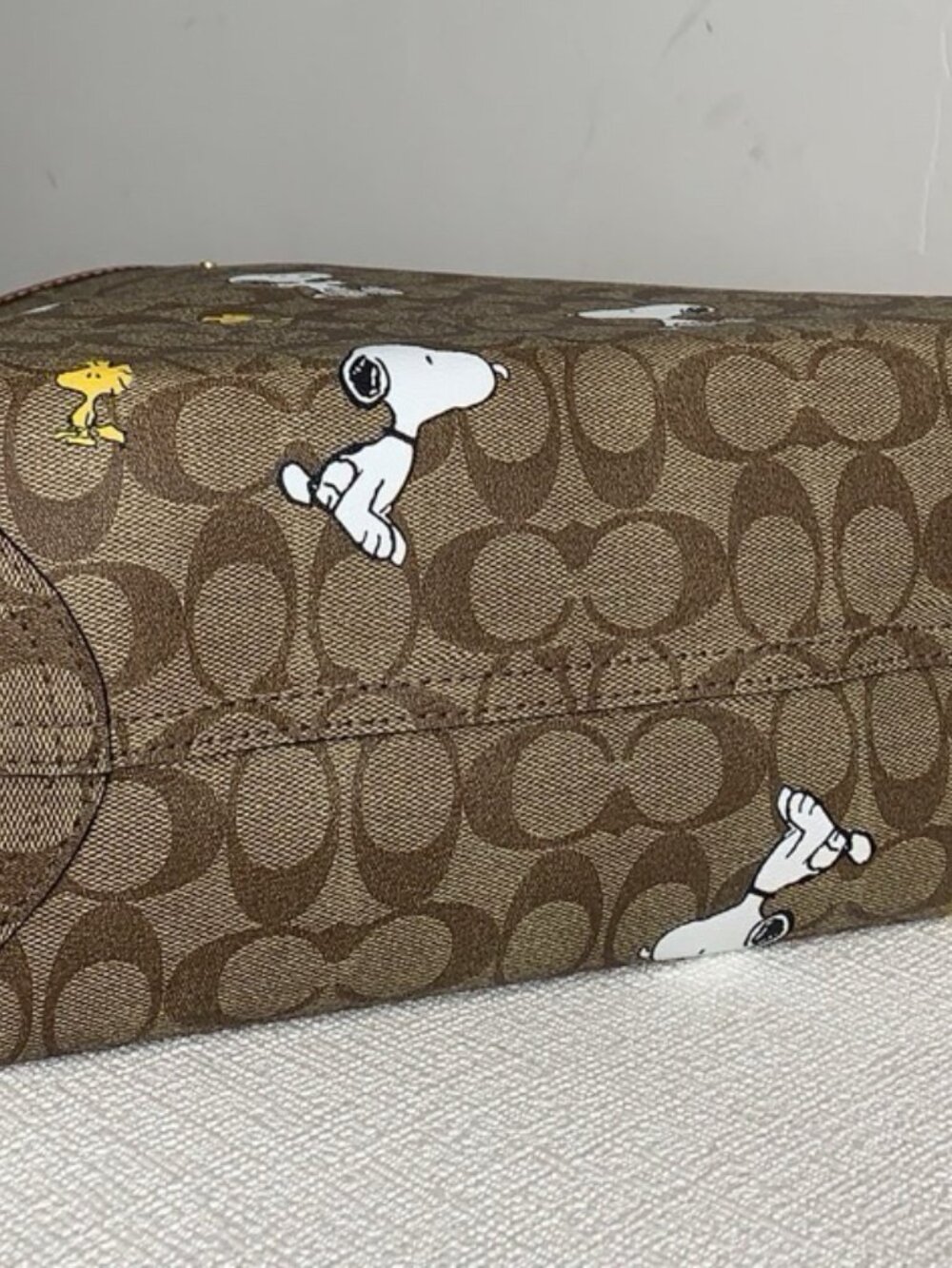 Coach Brown Tote with Snoopy Design - Picture 7 of 9